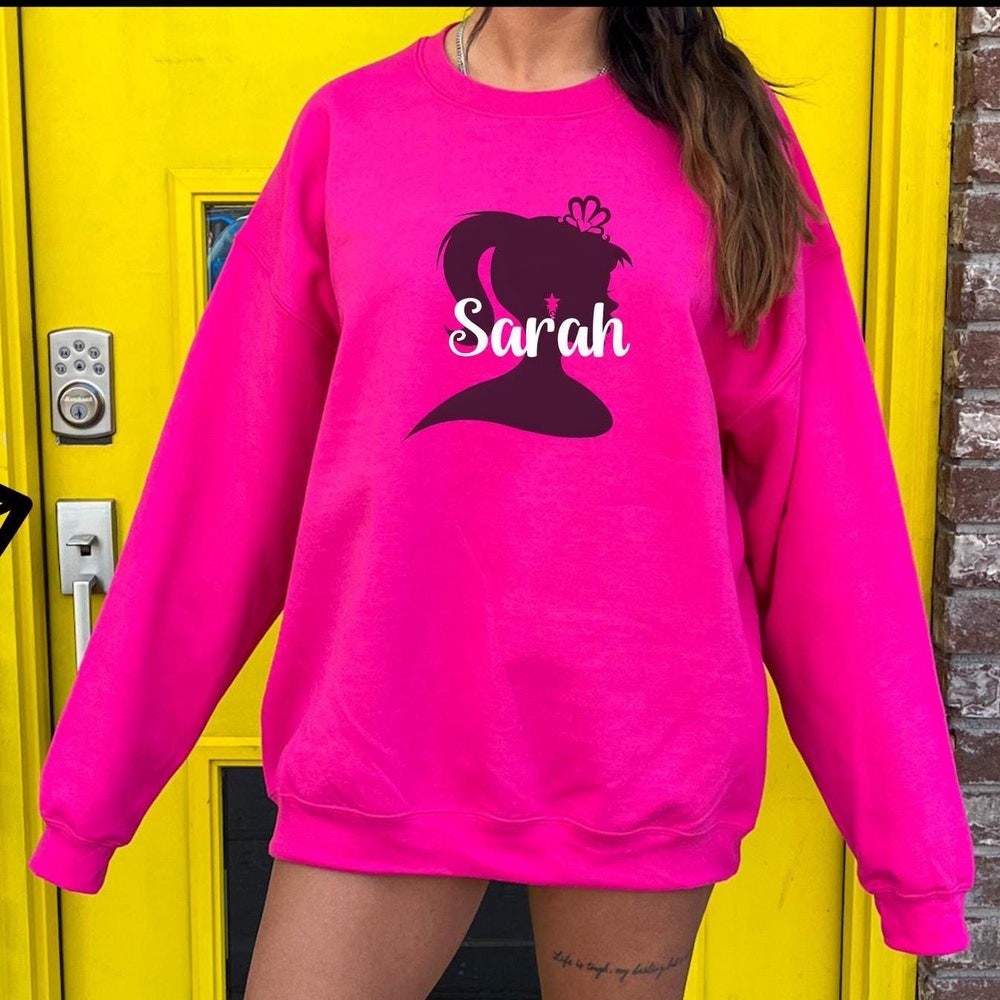 Birthday Sweatshirt,Retro Sweatshirt,Doll Sweatshirt,Birthday Girl Sweatshirt,Squad Sweatshirt,Flower Sweatshirt,Custom Name Pink Party Tee Amitytees