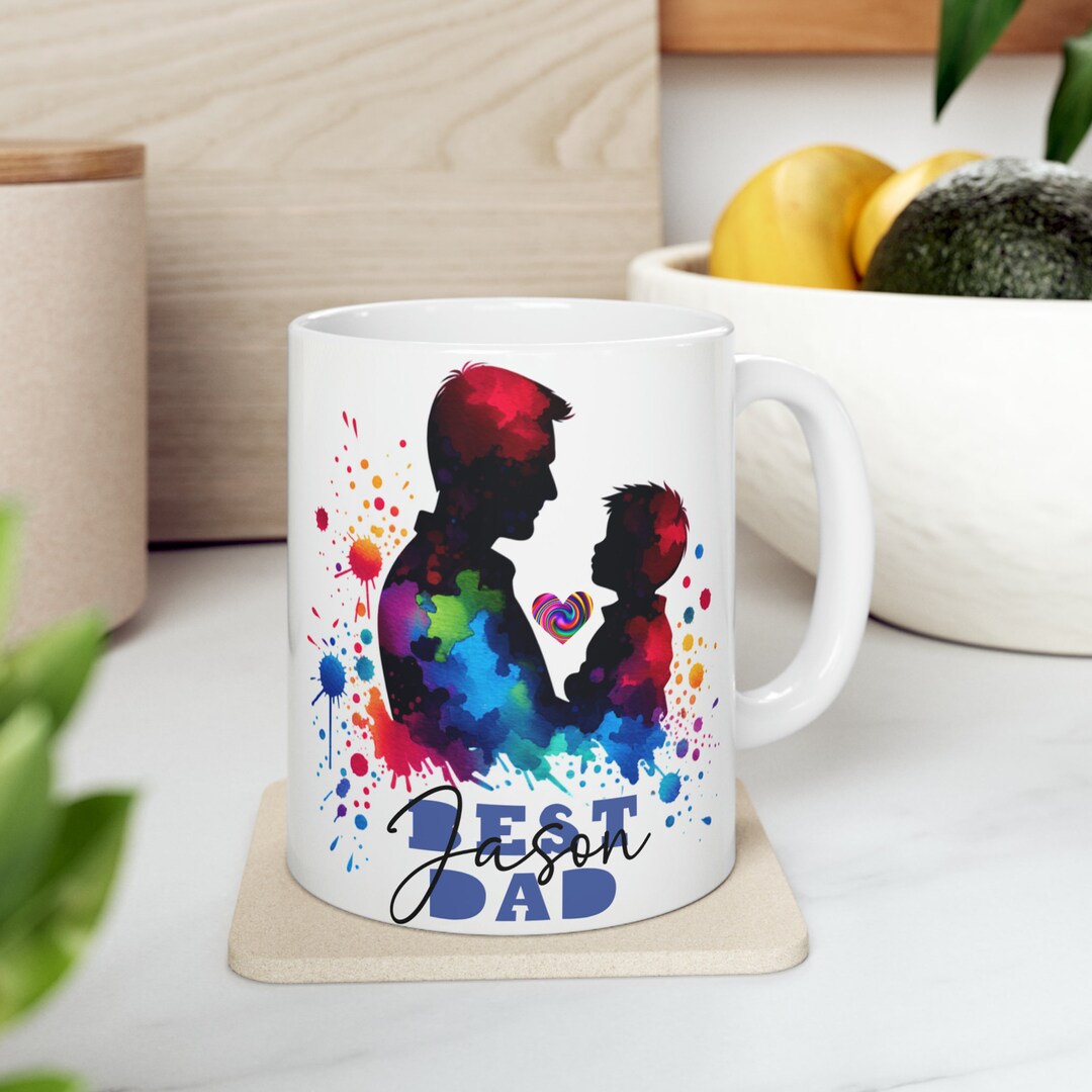 Best Dad Father and Son Mug,pastel Rainbow Tie Dye Sunflower Mug, Dad Name Mug , Gift for Him ...