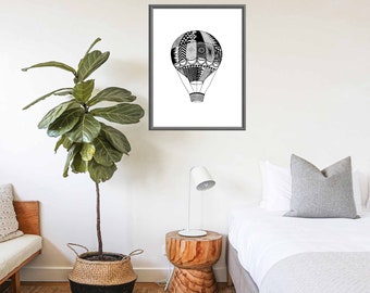 Mandala de globo aerostático Lámina artística