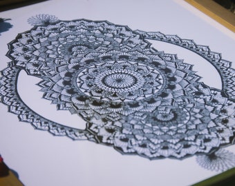 Mandala blanco y negro Lámina artística
