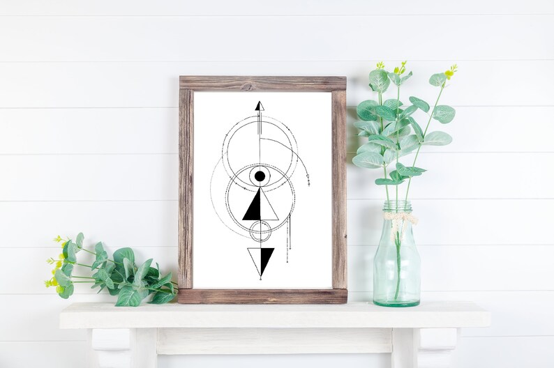 Geometric Black and White Art Print - Etsy