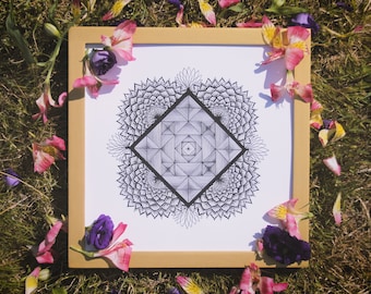 Geometryczny kwadratowy wydruk artystyczny mandali