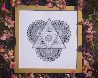 Triángulo geométrico mandala Lámina artística
