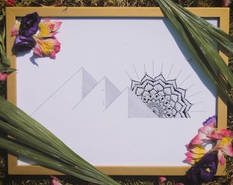 Montaña Mandala Amanecer Lámina artística