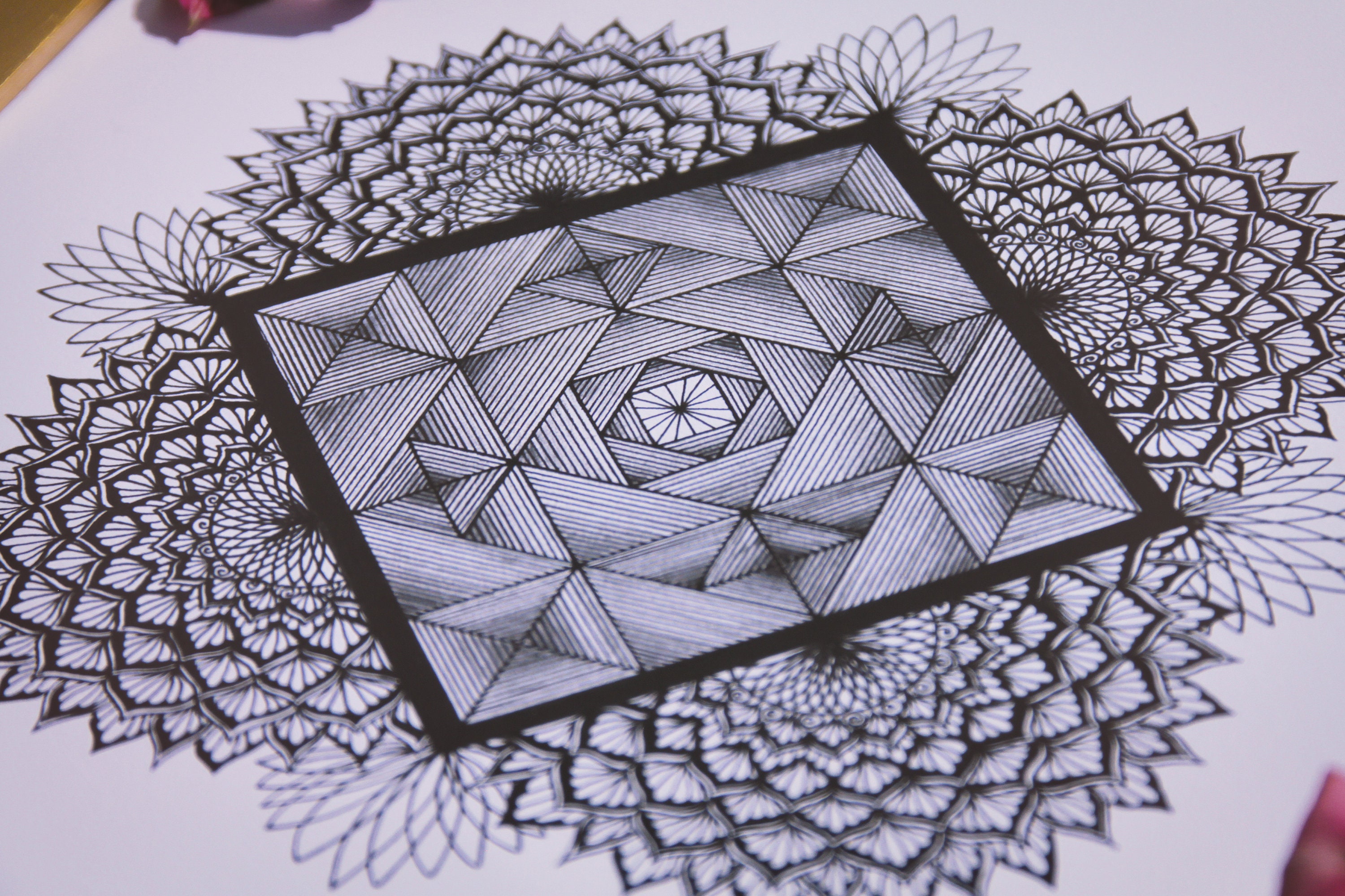 Geometric Square Mandala Art Print Etsy