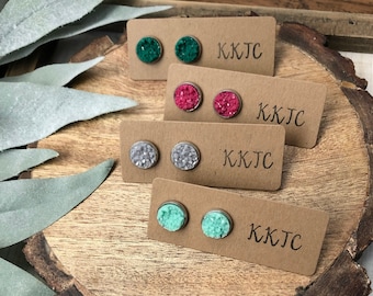 10 mm druzy stud earring