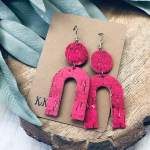 Pink arch cork earring