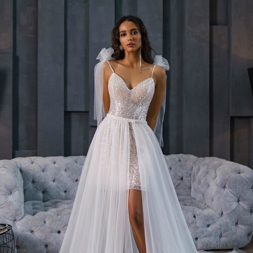 Sparkle Short Wedding Dress Unique Two Piece Wedding Dress Etsy India
