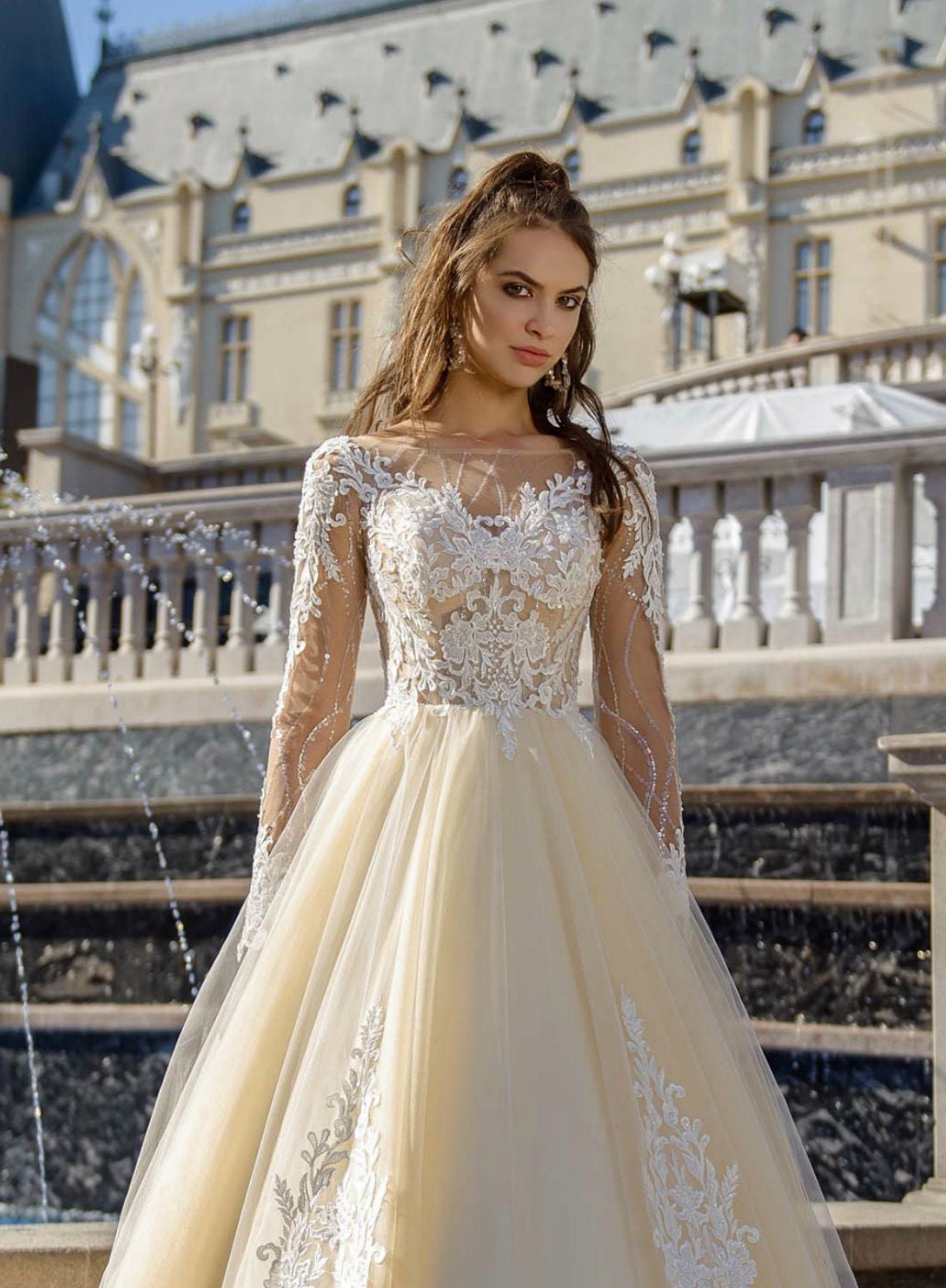 Fairy colored ball gown wedding dress 