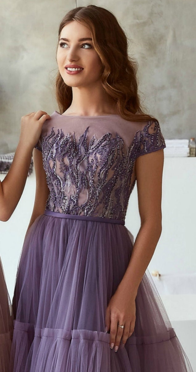 Blush Wedding Guest Dress Purple Colorful Wedding Dress Blue Etsy