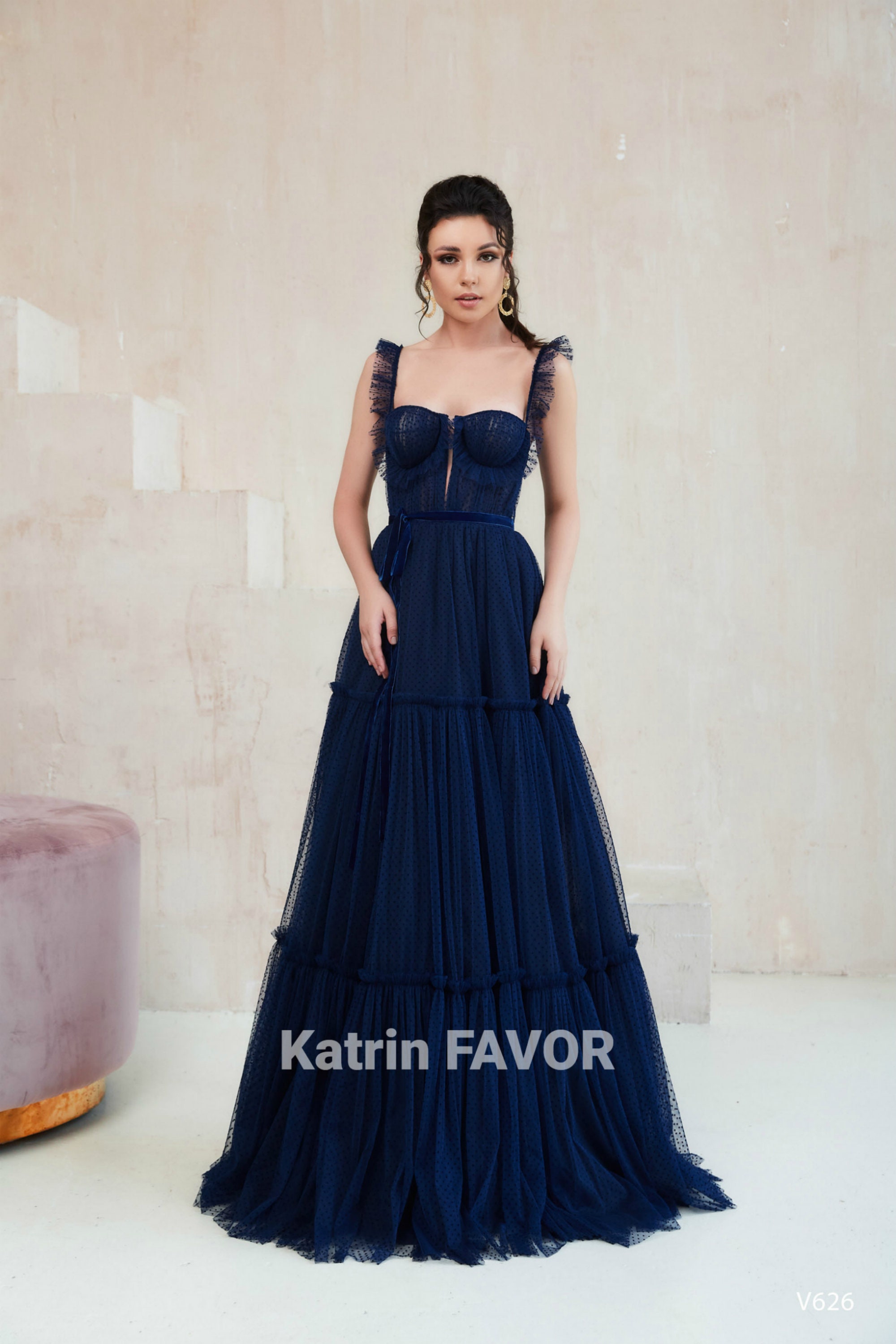 Navy Blue Wedding Dress Tulle A Line 