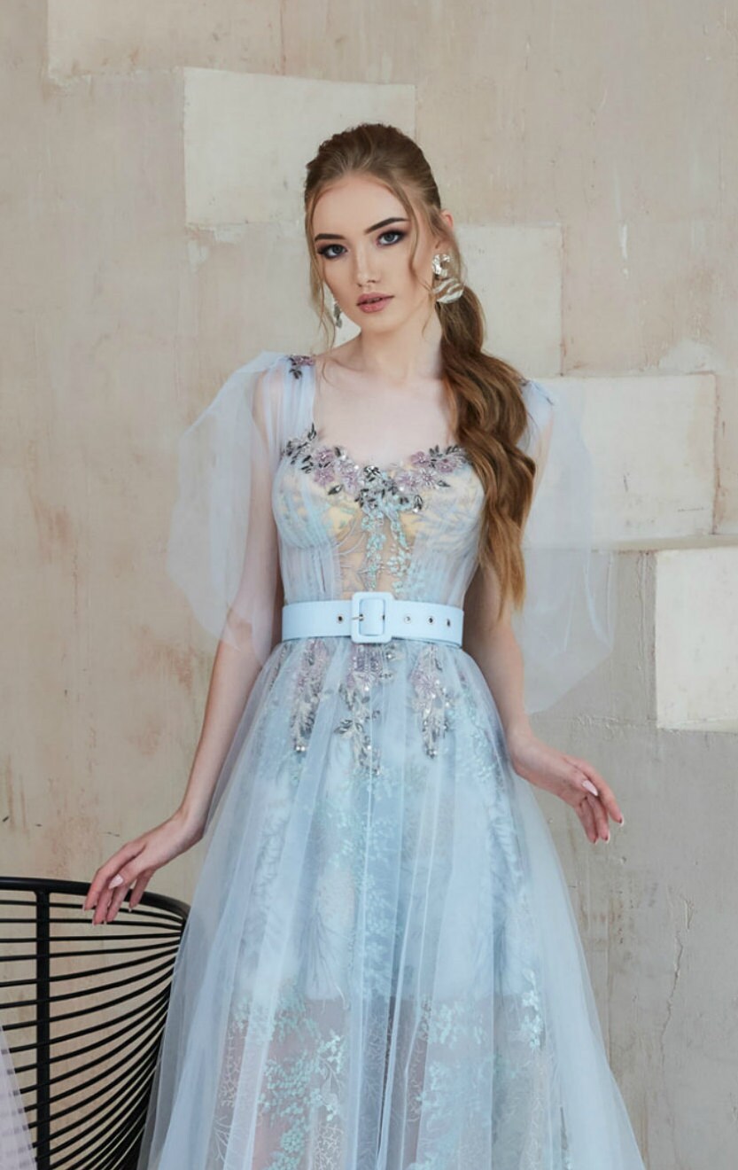 Blue Colorful Wedding Dress Pink Fairy Prom Dress Long | Etsy