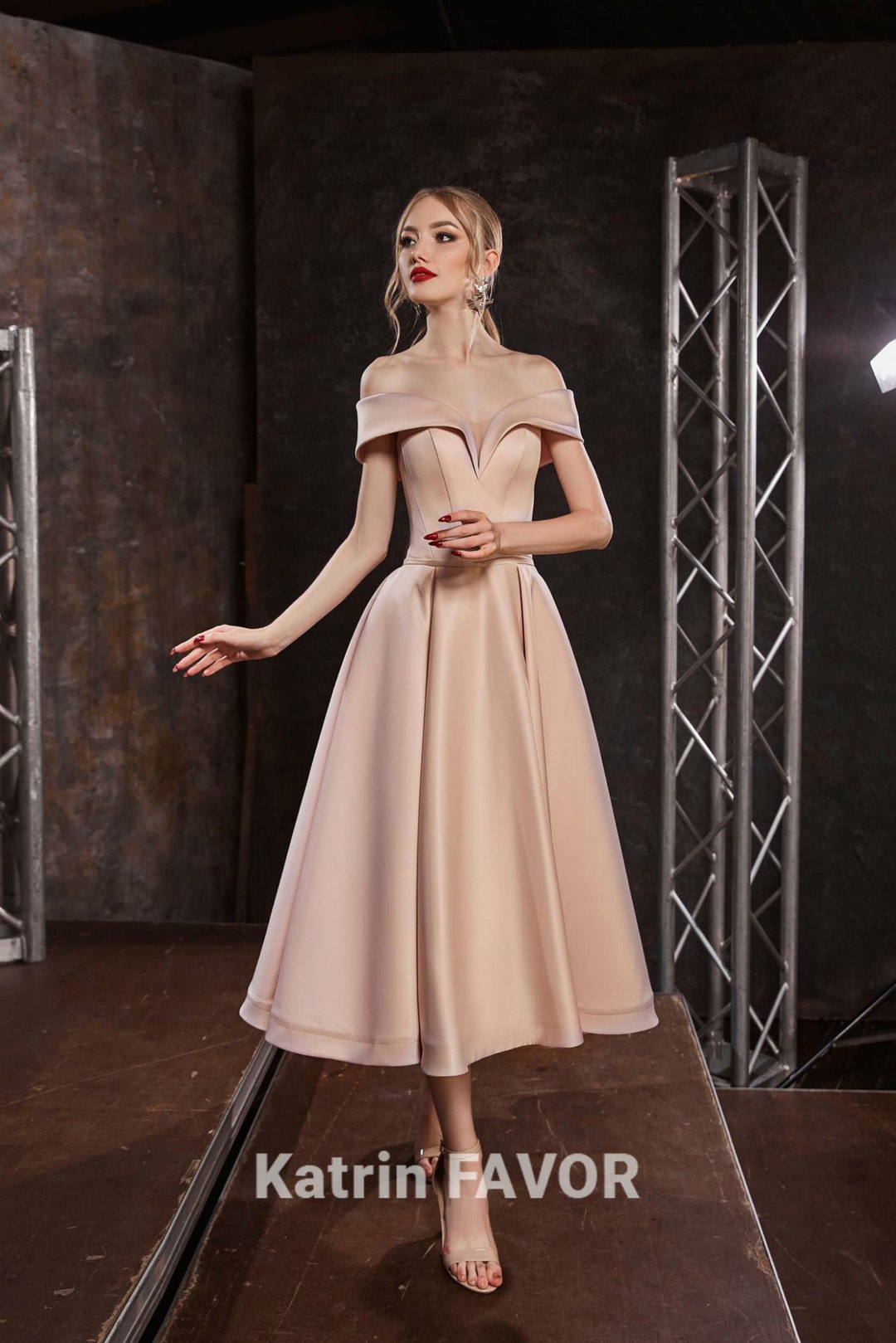 Midi Mother of the Bride Dress Satin Wedding Guest Dress off Etsy