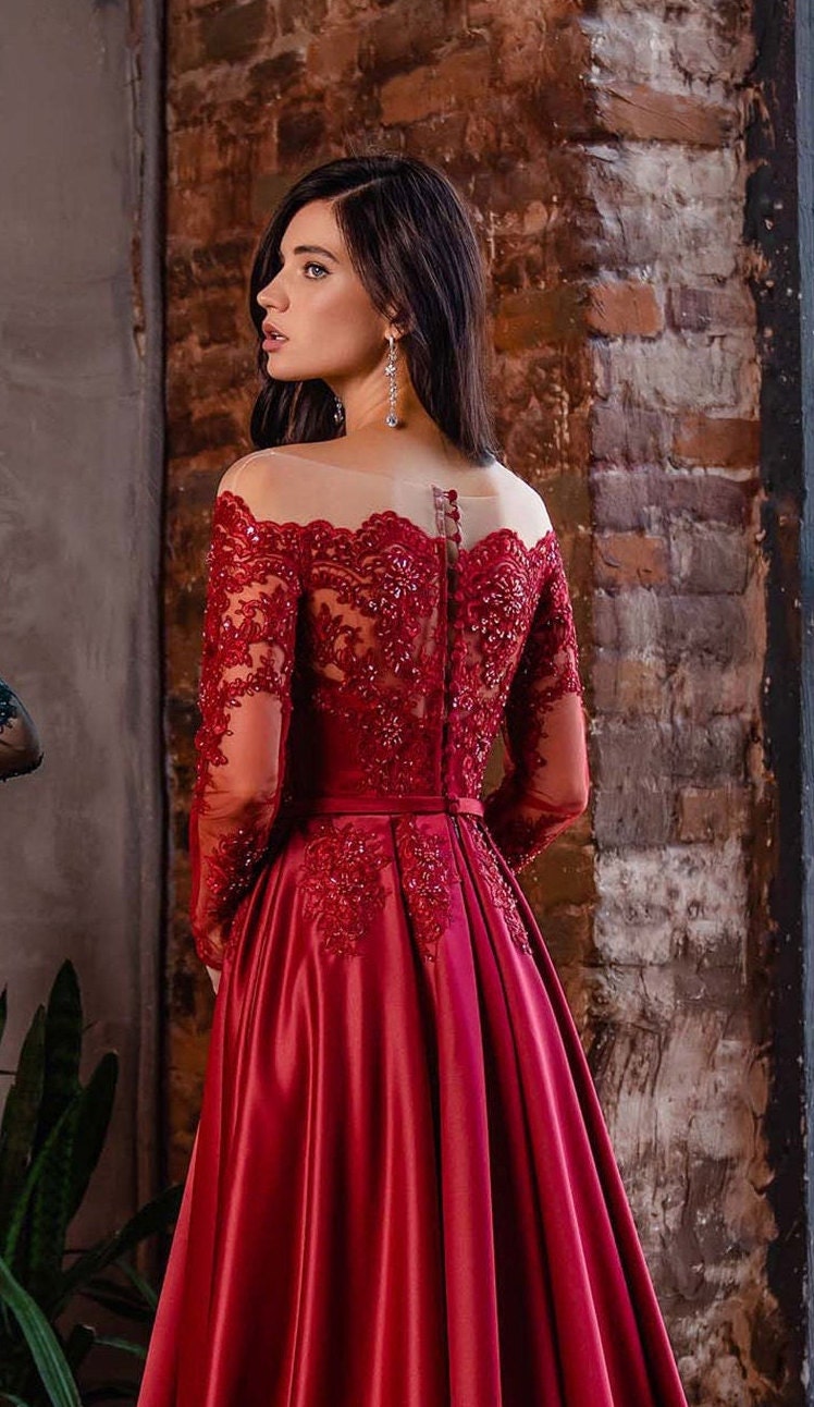 Burgundy Colorful Wedding Dress off the 