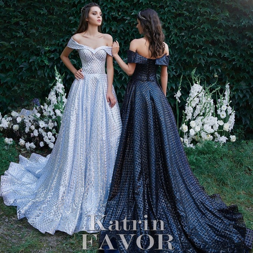 Black Wedding Dress Gothic Alternative Wedding Dress Silver - Etsy Australia