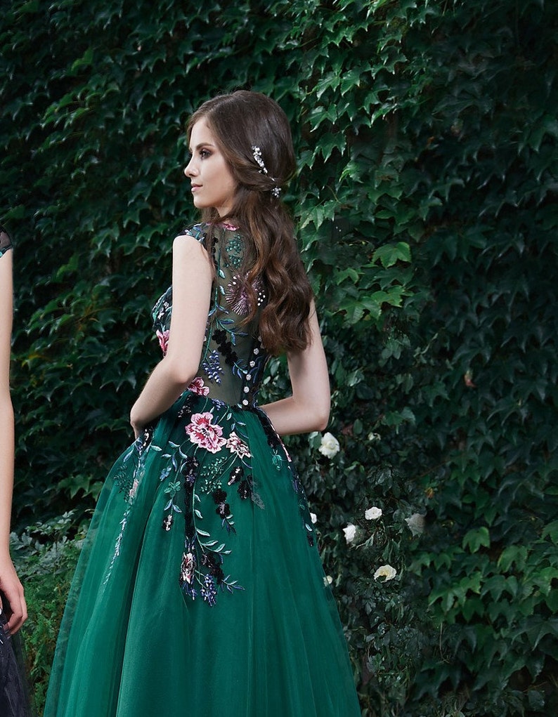 Exclusive Evening Dress,Floral Prom Dress,Bridesmaid A-line Dress,Beautiful Tulle Dress,Long Gown,Dress With Train,Collection 2019