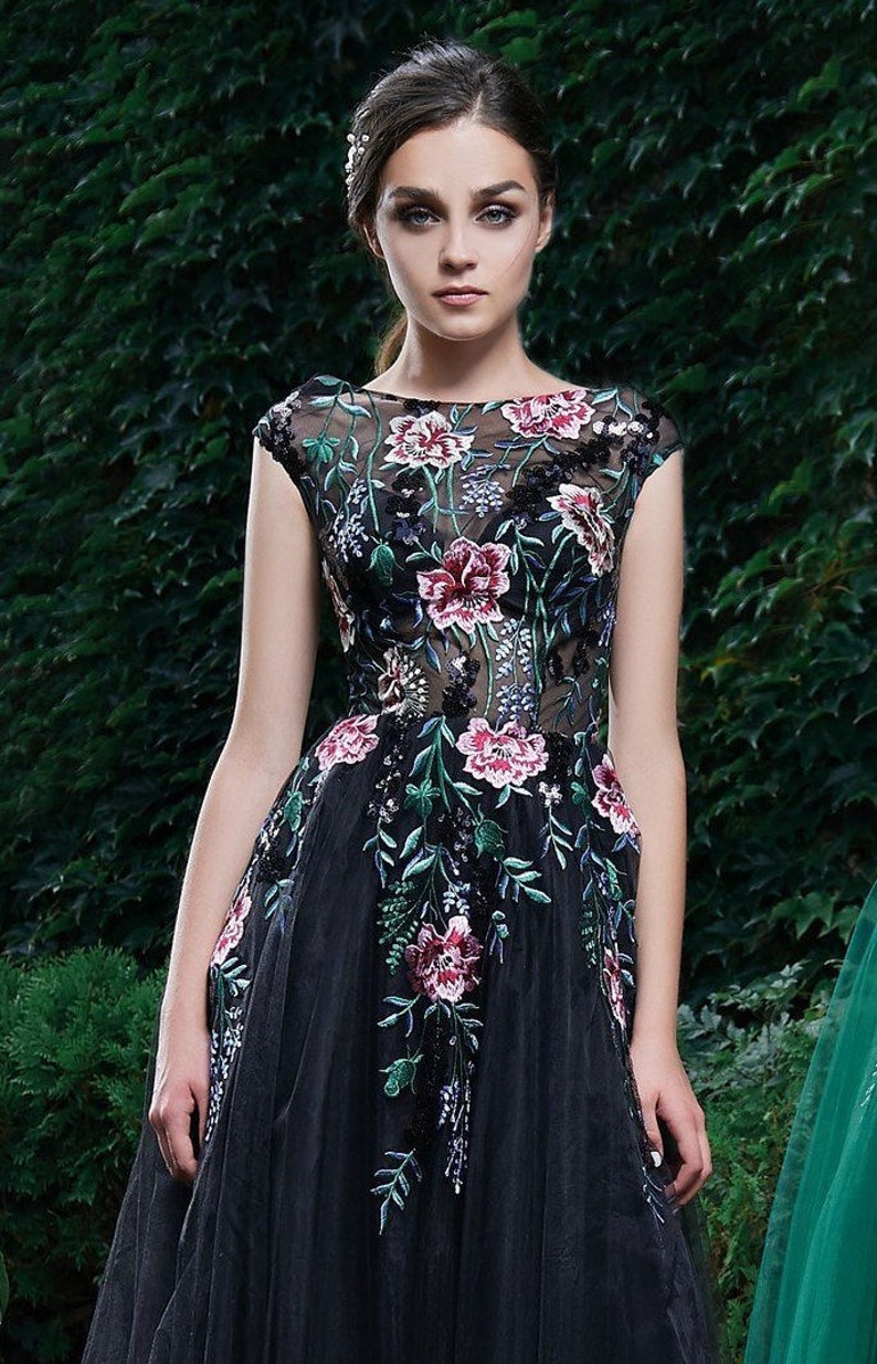 Exclusive Evening Dress,Floral Prom Dress,Bridesmaid A-line Dress,Beautiful Tulle Dress,Long Gown,Dress With Train,Collection 2019