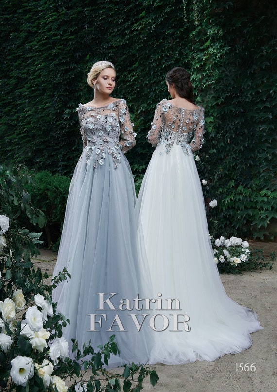 Floral Lace Evening Dress Tulle Wedding 