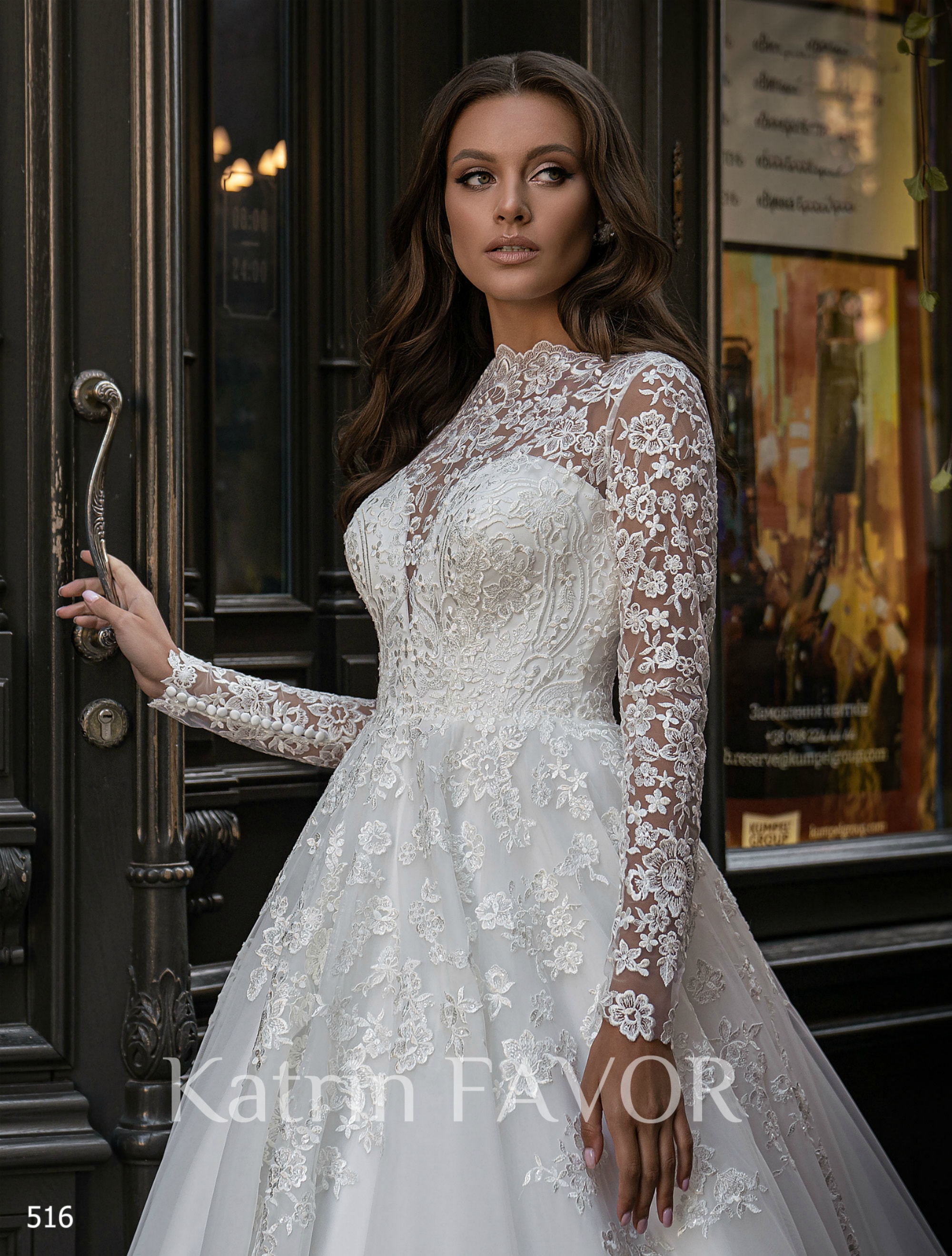 long sleeve floral lace wedding dress