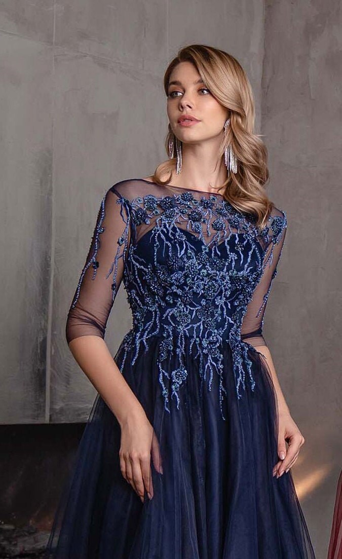 Wedding Guest Dress Long Blue Dress Plus Size Maxi Prom Dress Etsy