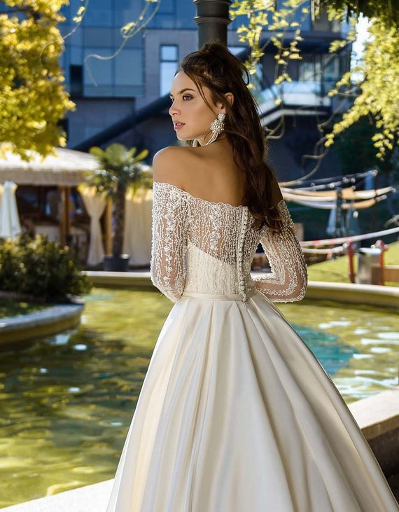 Custom lace corset for further tailoring wedding dress Wedding Corset with long lace sleeves Separates Wedding Gown White Wedding Corsets