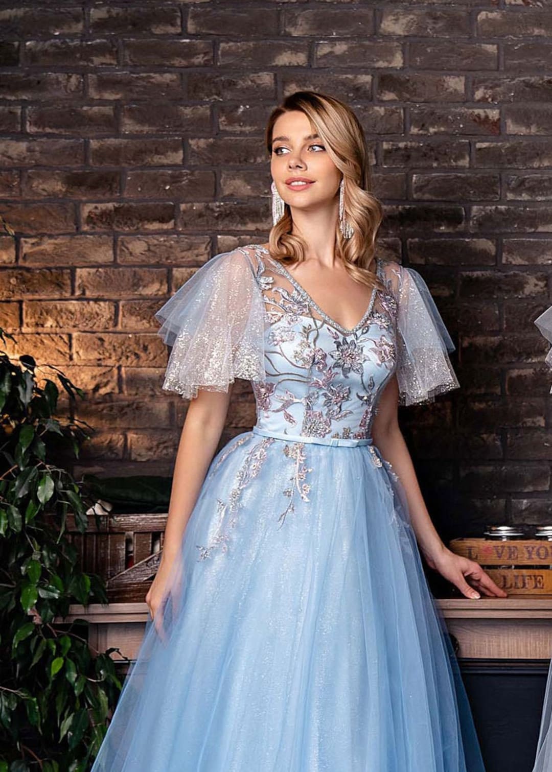 Blue Fairy Wedding Dress Corset Princess Dress Women Glitter - Etsy