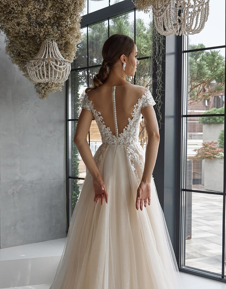 Floral Beaded Embroidered Wedding Dress off the Shoulder Etsy