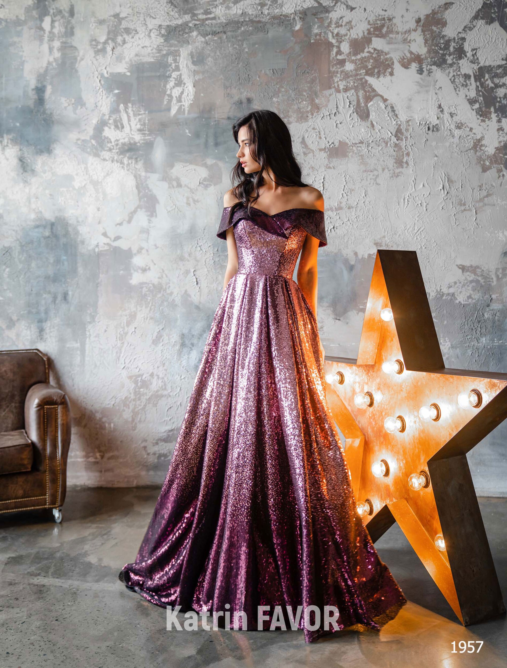 long purple sparkly dress