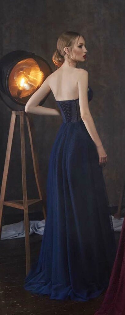 Bustier corset prom dress Blush wedding guest dress Tulle bridesmaid