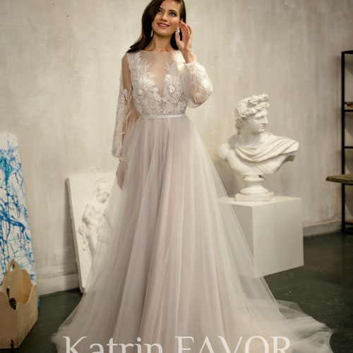 Vestido de novia de dos piezas de color Satin a line wedding - Etsy España Vestido de novia de dos piezas de color Satin a line wedding - Etsy España