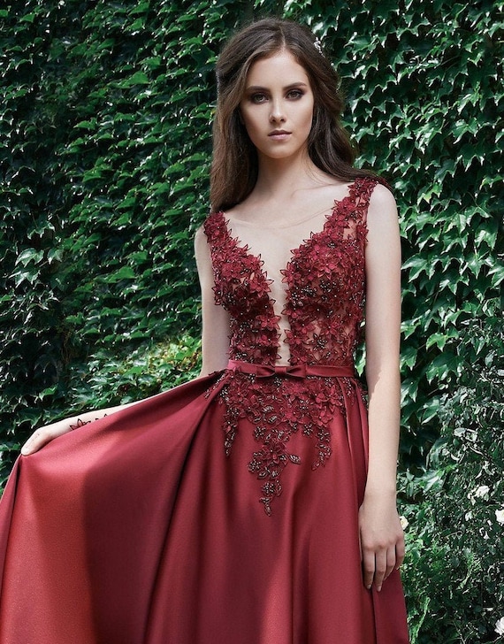Embroidered Dress Prom Dress Long Evening Gown Cocktail Dress Etsy