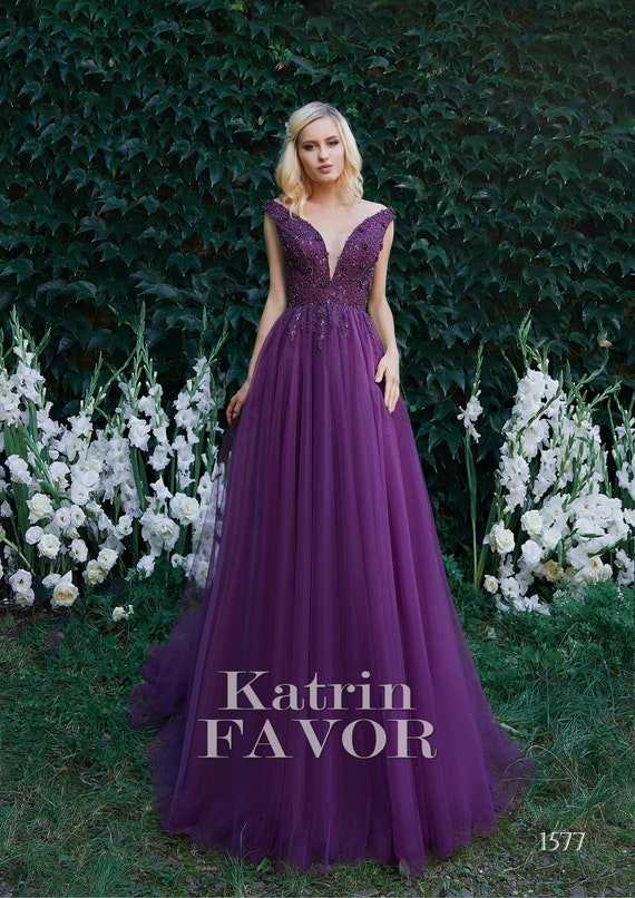 purple beaded dress