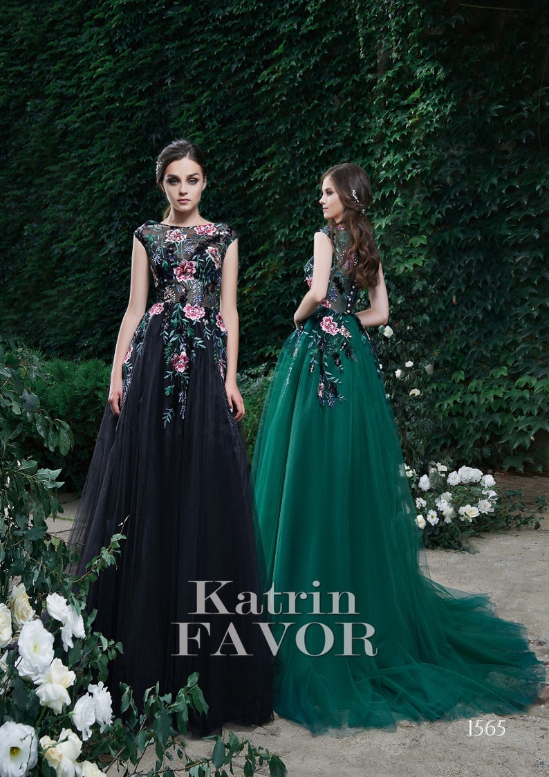 Exclusive Evening Dress,Floral Prom Dress,Bridesmaid A-line Dress,Beautiful Tulle Dress,Long Gown,Dress With Train,Collection 2019