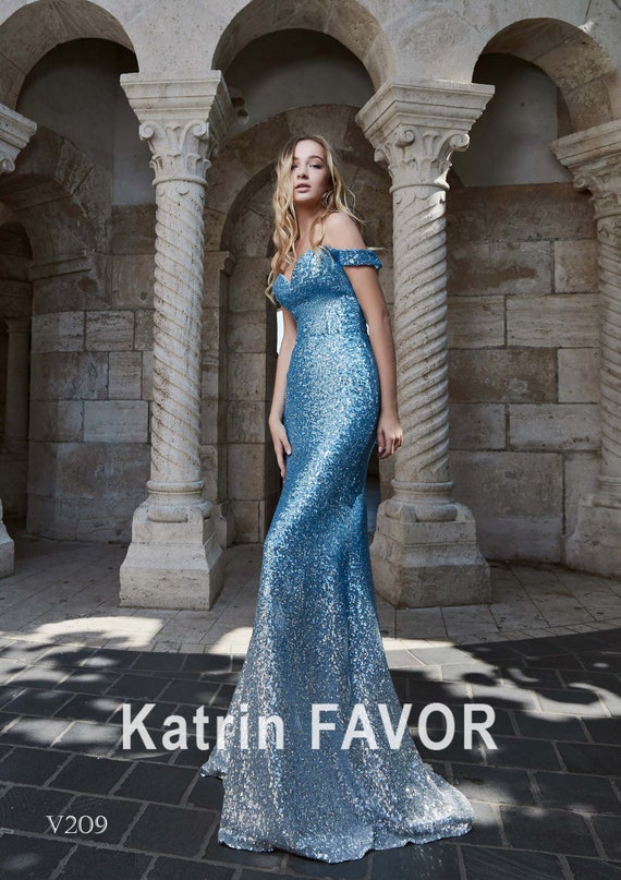Blue Dress Sequin Dress Ombre Dress 