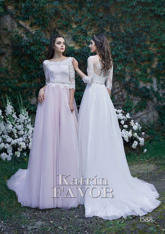 simple blush wedding dress
