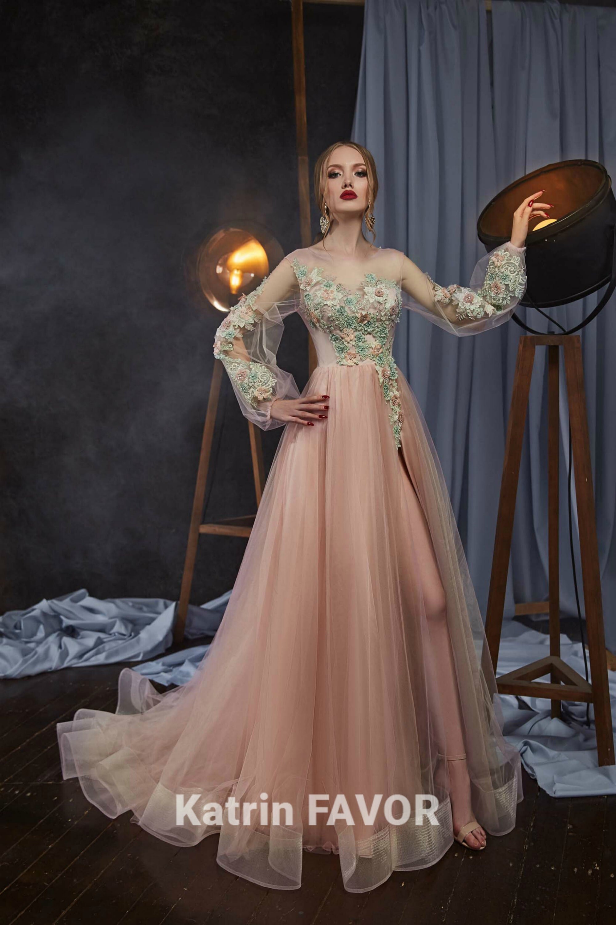 Blush Alternative Wedding Dress Tulle 