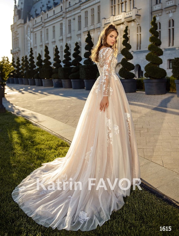 Blush Ethereal Wedding Dress Long 