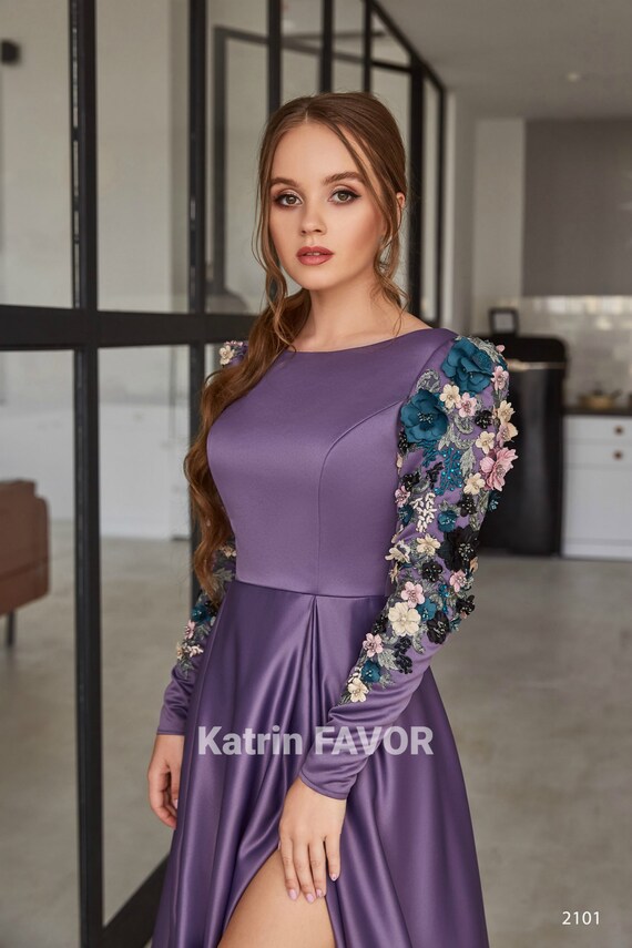 Purple Wedding Dress Floral Dress 