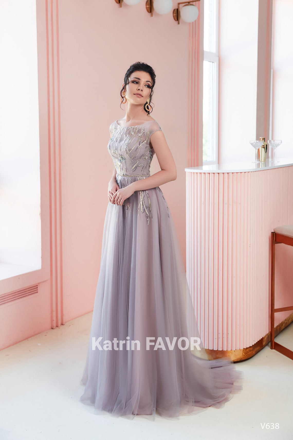 Lavender alternative wedding dress Floral wedding guest dress image 3