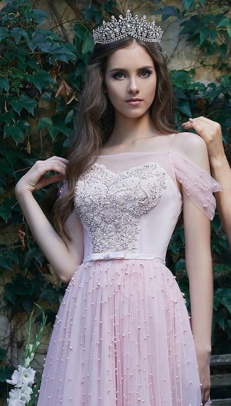 Corset Prom Dress Fairy Beaded Tulle Prom Dress Long Pink - Etsy