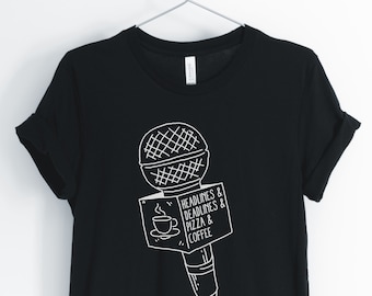 Titoli e scadenze e pizza e caffè, giornalista camicia, reporter camicia, divertente giornalista T-Shirt, unisex & Women ' s camicie