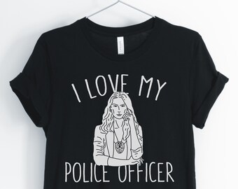 Me encanta mi oficial de policía, camisa de la esposa de la policía, mamá de la policía, familia de la policía, camisa de la policía linda, regalo para la esposa de la policía, unisex & camisas de las mujeres