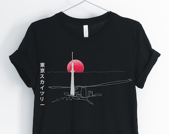 Rising Sun Tokyo Skytree, Japanese Shirt, Tokyo Shirt, Tokyo Skyline, Japanese Aesthetic T-Shirt, Japan Gift, Unisex & Women's Shirt