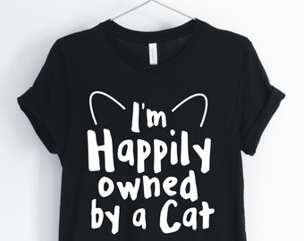 Chat chemise, chemise drôle de chat, chat maman chemise, je suis heureusement possédé par un chat, cadeau pour les amoureux des chats, chat Lady chemise, chemises unisexe & femmes