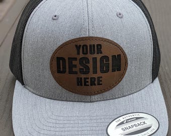 Cappelli con logo personalizzato in blocco / Cappelli da camionista con toppe in pelle / Snapback regolabile