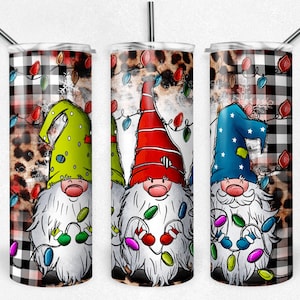 Three Christmas Gnomes 20oz Skinny Tumbler, Christmas Gift Idea, Custom Skinny Tumbler