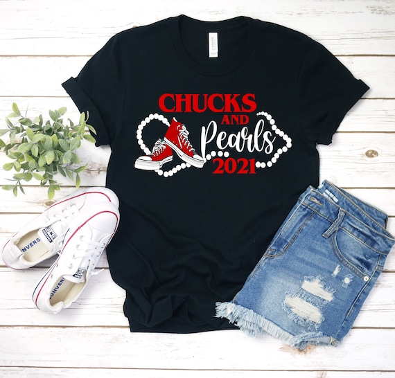 Chucks and Pearls T shirt 2021 Inspirational Shirt Friend Gift
