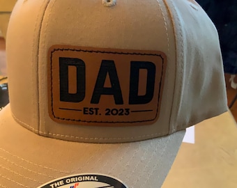 Custom Dad Hat | Fitted Leatherette Patch | Classic Flexfit Cap for Dad | Father's Day Gift