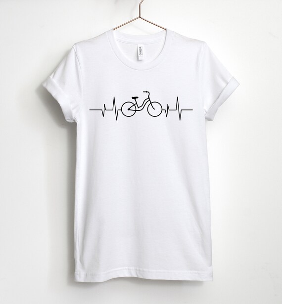 Bicycle T-Shirt - Heartbeat Cycling - Rider - Bike Lovers Bicycle T-Shirt - Heartbeat Cycling - Rider - Bike Lovers