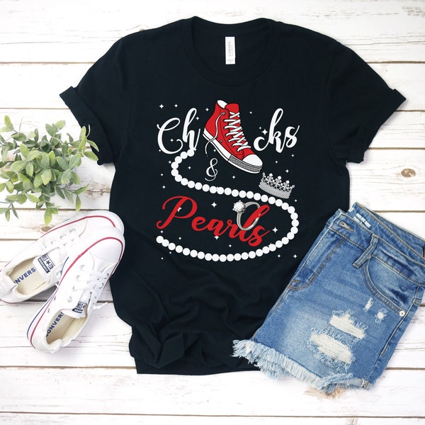 Chucks and Pearls T-Shirt 2021, Inspirational Shirt, Friend Gift, Faith Shirt, Red Chucks, Unisex & Women's Shirts